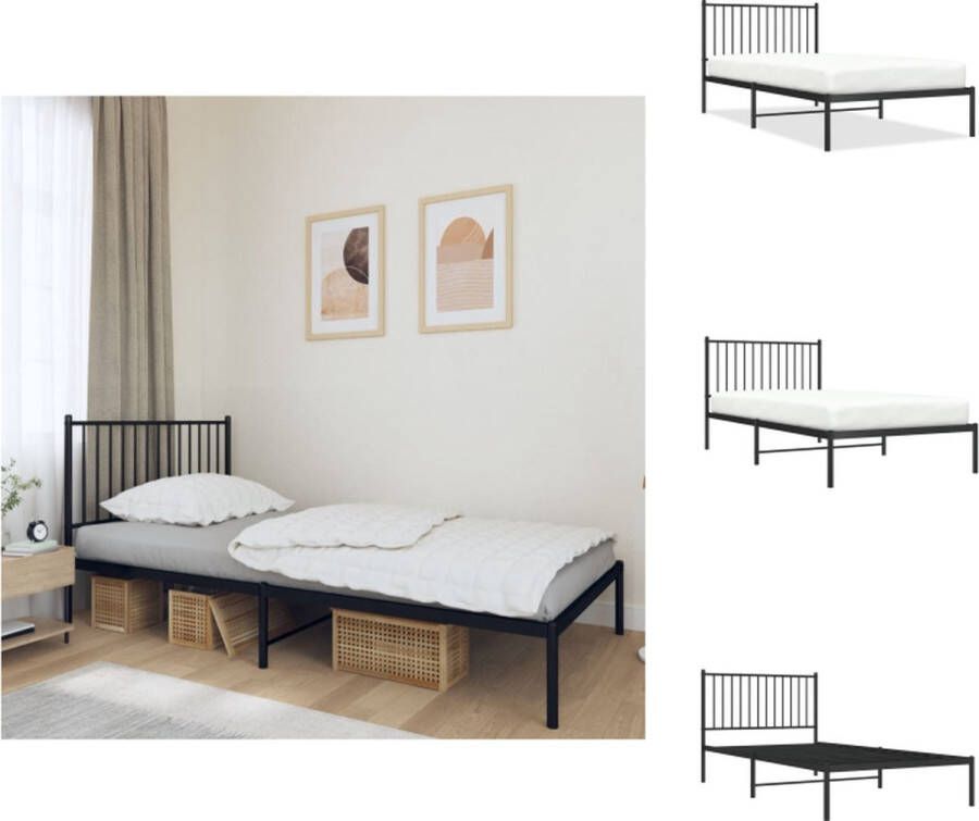 VidaXL Bedframe Staal Logeerbed 207x104.5x90.5 cm Zwart Bed