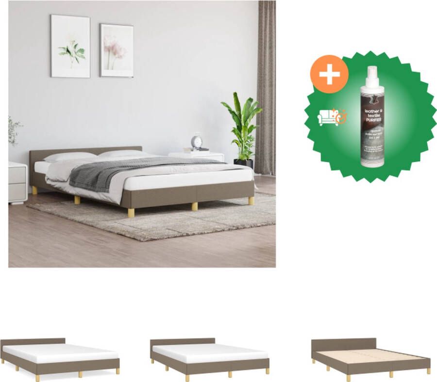 VidaXL Bedframe Stof Bedframe 193x146x118 128 cm Taupe 140x190 cm Hoogteverstelbaar Bed Inclusief Reiniger