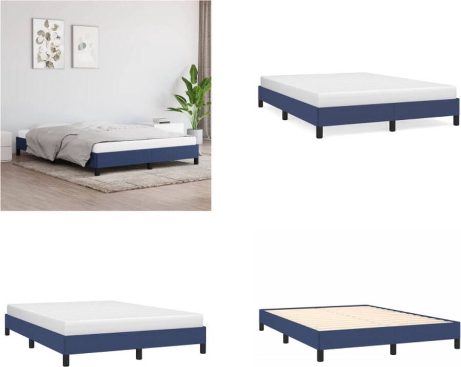 VidaXL Boxspringframe stof blauw 140x190 cm Boxspringframe Boxspringframes Bed Ledikant - Foto 4