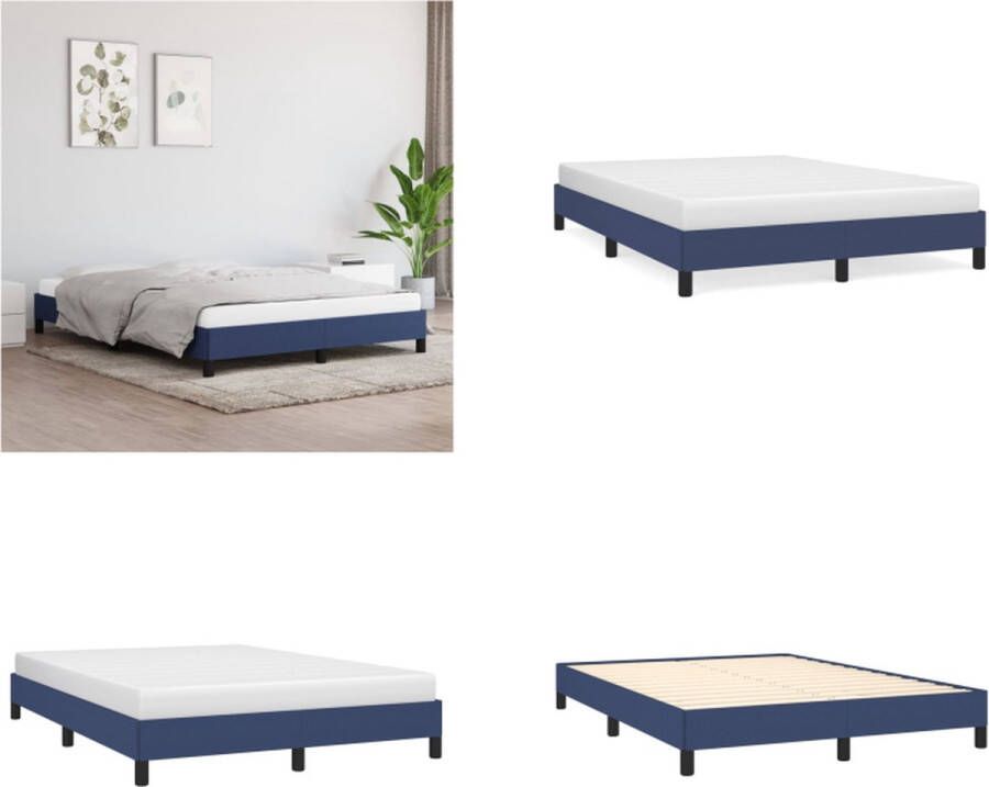 VidaXL Bedframe zonder matras stof blauw 140x200 cm Bedframe Bed Slaapmeubel - Foto 2