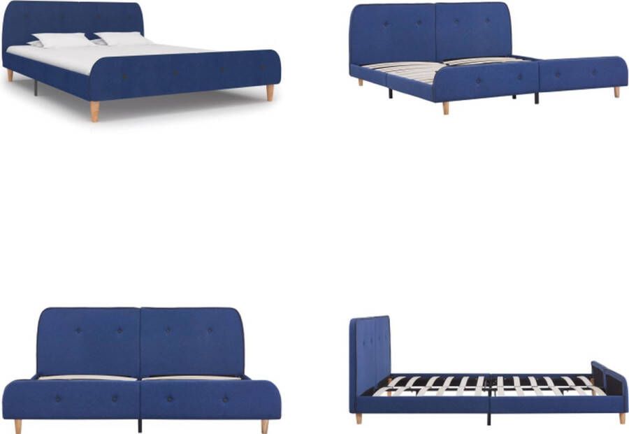 VidaXL Bedframe stof blauw 160x200 cm Bedframe Bedframes Bed Bedden