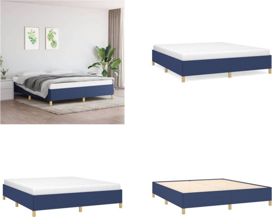 VidaXL Boxspringframe stof blauw 180x200 cm Boxspringframe Boxspringframes Bed Ledikant - Foto 4