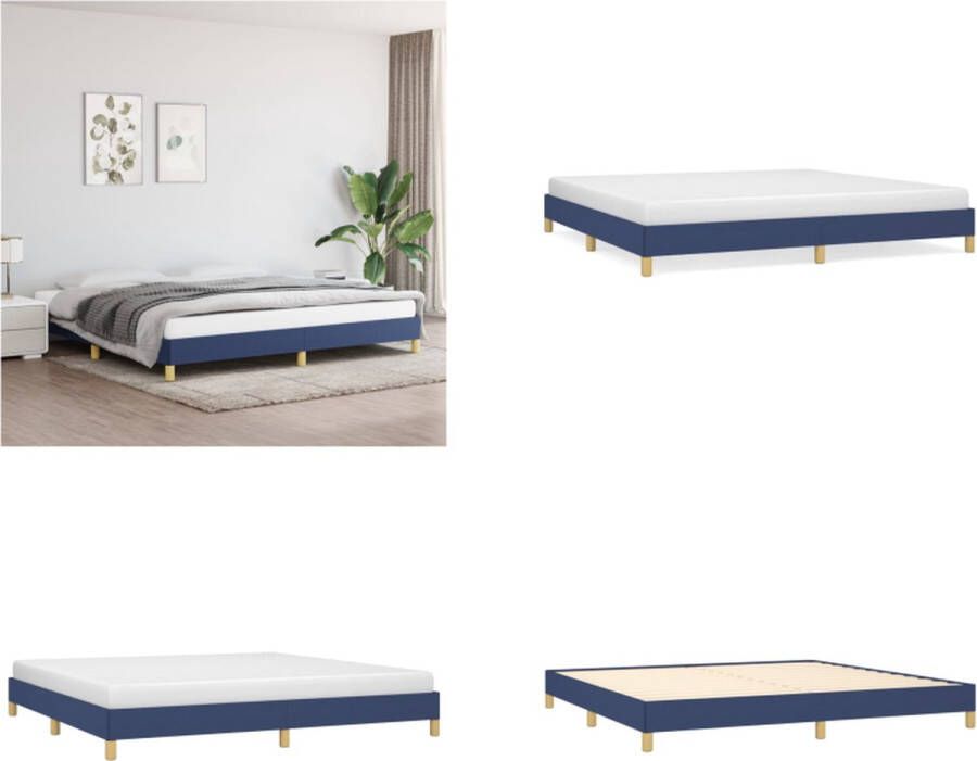 VidaXL Boxspringframe stof blauw 200x200 cm Boxspringframe Boxspringframes Bed Ledikant - Foto 3