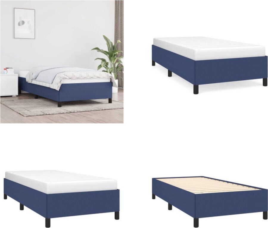 VidaXL Bedframe zonder matras 80x200 cm stof blauw Bedframe Bedframes Slaapmeubel Bedbodem - Foto 2