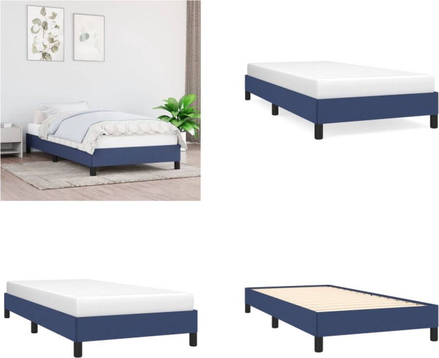 VidaXL Bedframe zonder matras 90x190 cm stof blauw Bedframe Bedframes Slaapmeubel Bedbodem - Foto 2