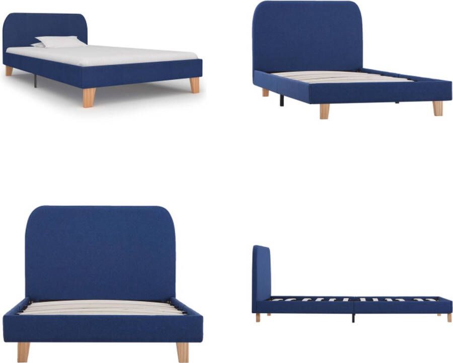 VidaXL Bedframe stof blauw 90x200 cm Bedframe Bedframes Bed Bedden - Foto 2