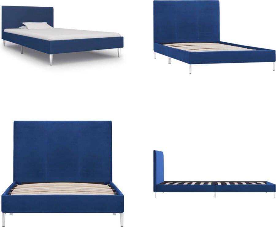 VidaXL Bedframe stof blauw 90x200 cm Bedframe Bedframes Bed Bedden