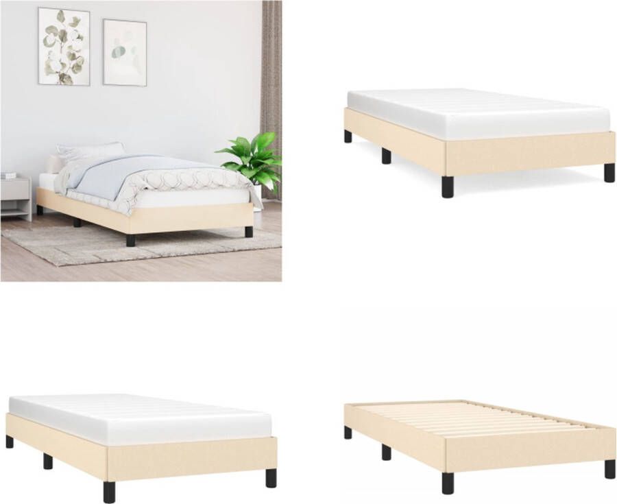 VidaXL Bedframe zonder matras 80x200 cm stof crèmekleurig Bedframe Bedframes Slaapmeubel Bedbodem - Foto 5