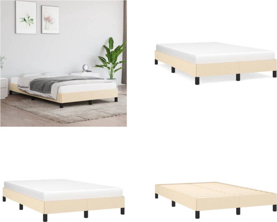 VidaXL Bedframe zonder matras 120x200 cm stof crèmekleurig Bedframe Bed Slaapmeubel