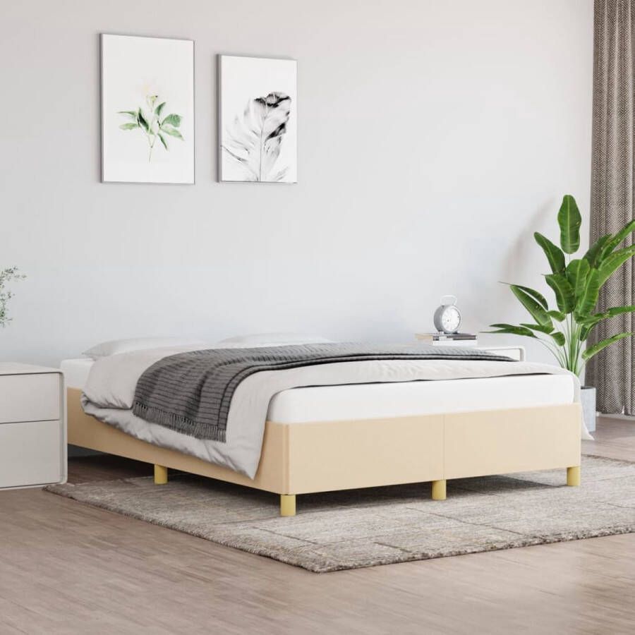 VidaXL Bedframe zonder matras stof crÃ¨mekleurig 140x190 cm