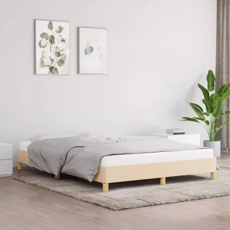 VidaXL Bedframe zonder matras stof crÃ¨mekleurig 160x200 cm