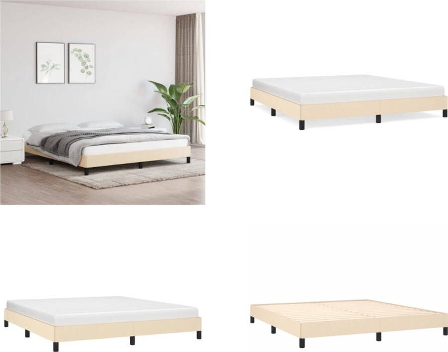 VidaXL Boxspringframe stof crèmekleurig 180x200 cm Boxspringframe Boxspringframes Bed Ledikant - Foto 2