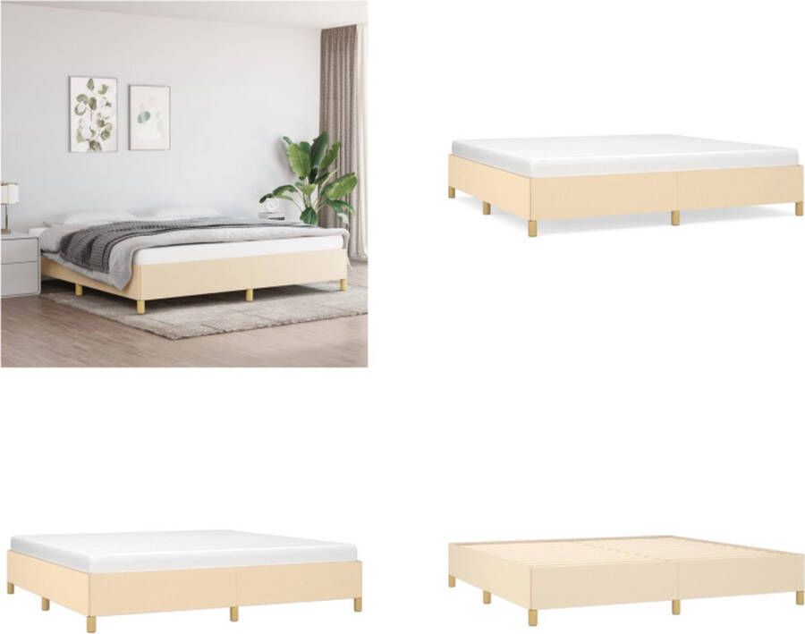 VidaXL Boxspringframe stof crèmekleurig 200x200 cm Boxspringframe Boxspringframes Bed Ledikant - Foto 3