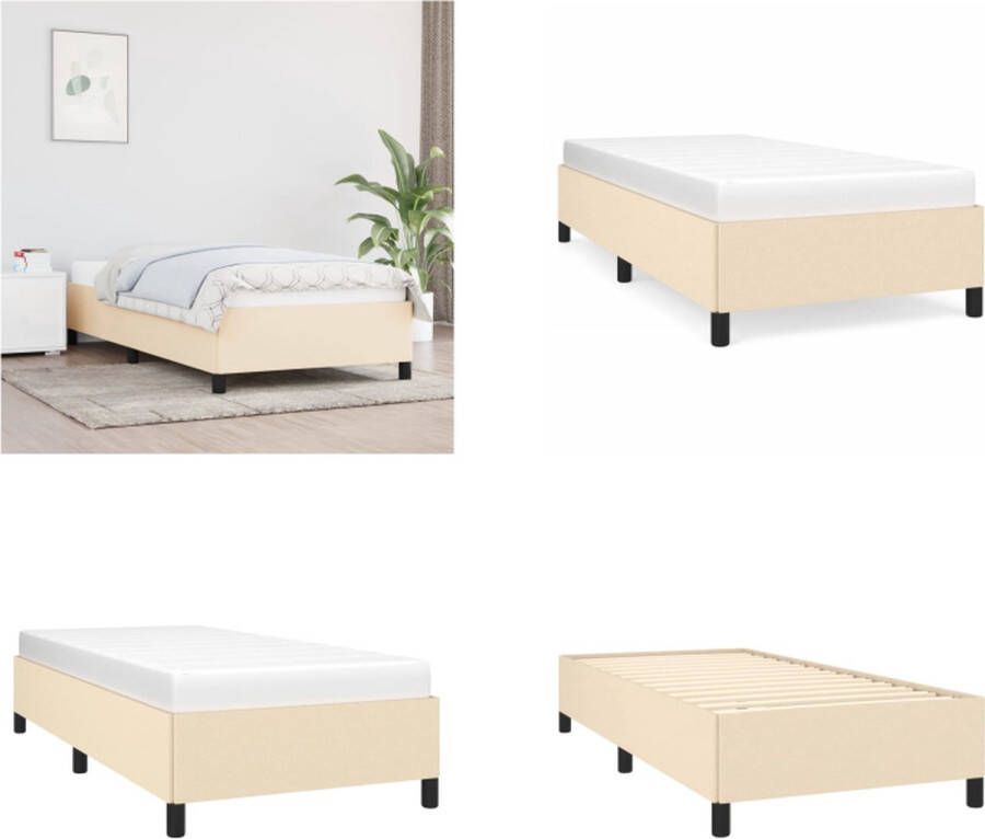 VidaXL Bedframe stof crèmekleurig 90x190 cm Bedframe Bedframes Slaapmeubel Bedbodem