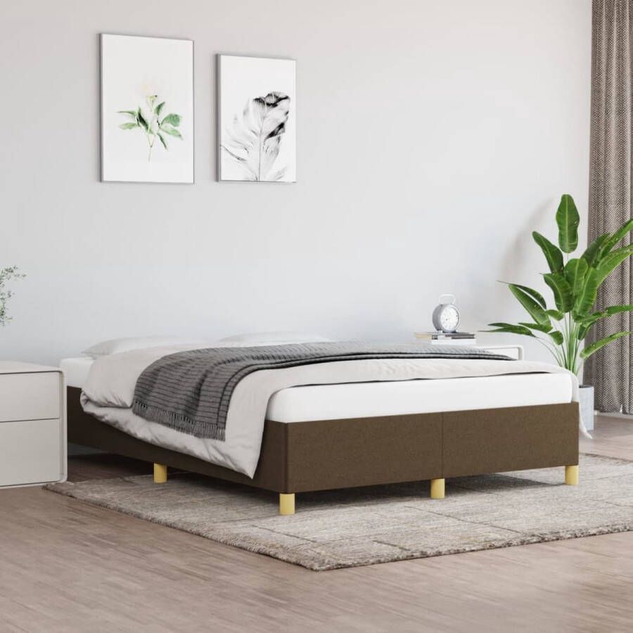 VIDAXL Bedframe zonder matras stof donkerbruin 140x190 cm