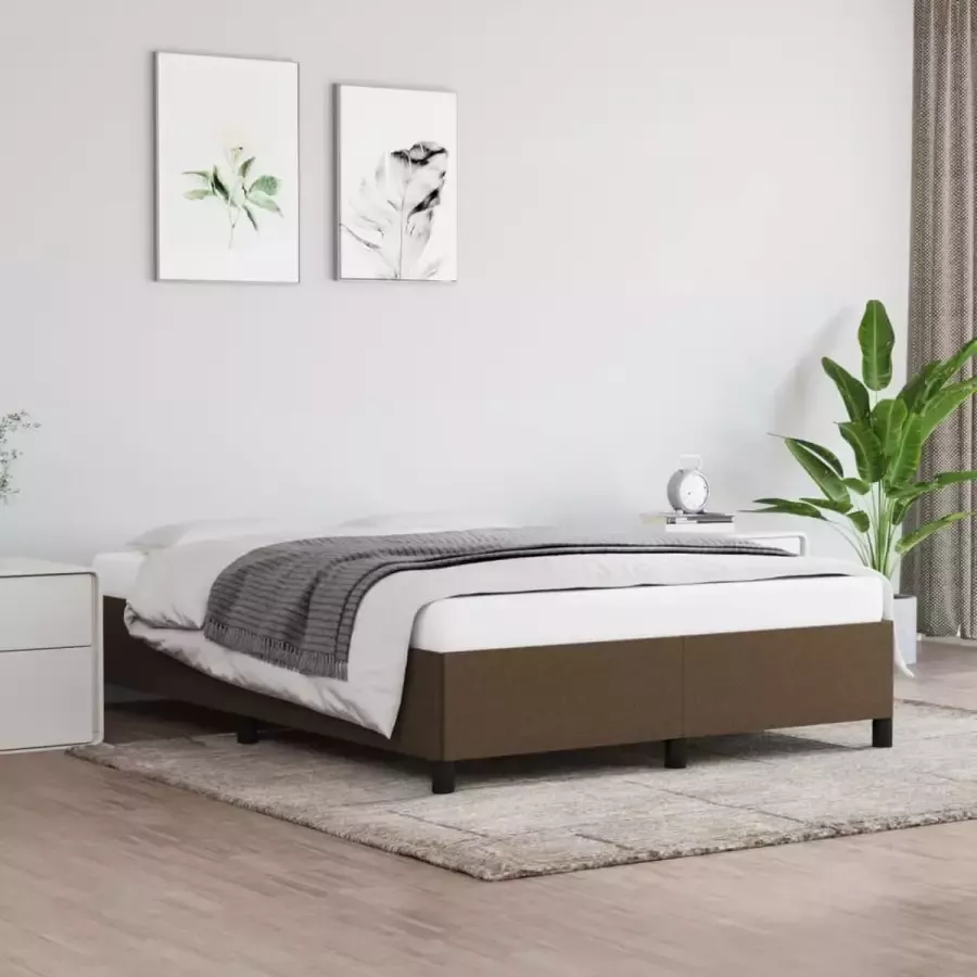 VIDAXL Bedframe zonder matras stof donkerbruin 140x190 cm