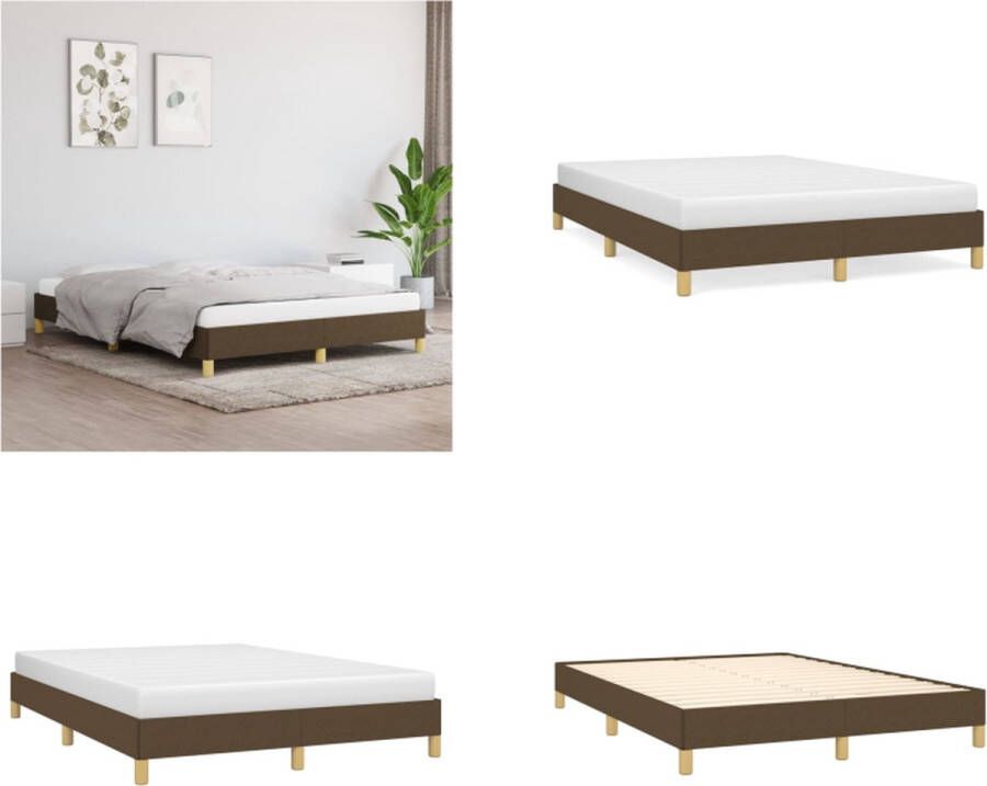 VidaXL Bedframe zonder matras stof donkerbruin 140x190 cm Bedframe Bed Slaapmeubel - Foto 2