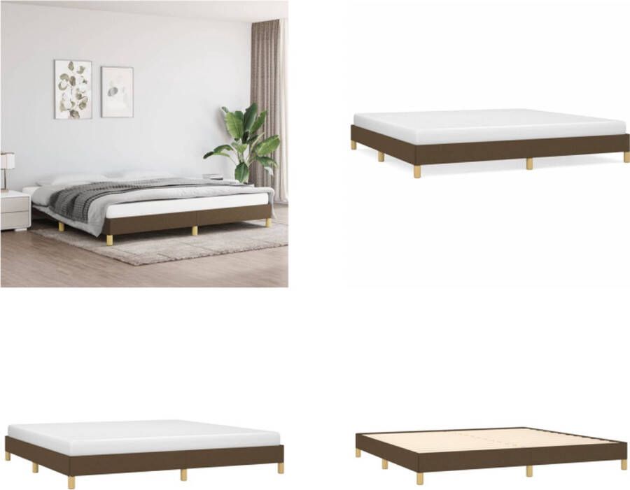 VidaXL Boxspringframe stof donkerbruin 200x200 cm Boxspringframe Boxspringframes Bed Ledikant - Foto 3