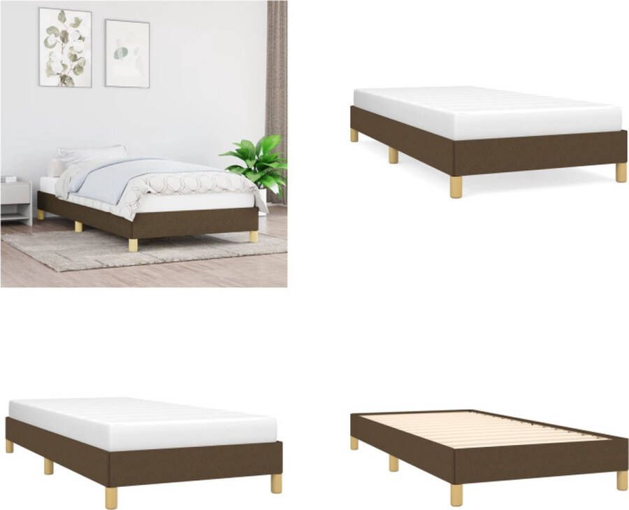 VidaXL Bedframe zonder matras 90x190 cm stof donkerbruin Bedframe Bedframes Slaapmeubel Bedbodem - Foto 3