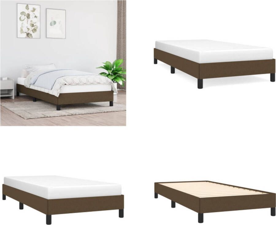 VidaXL Bedframe stof donkerbruin 90x200 cm Bedframe Bedframes Slaapmeubel Bedbodem