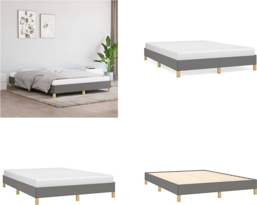 VidaXL Boxspringframe stof donkergrijs 140x190 cm Boxspringframe Boxspringframes Bed Ledikant - Foto 4