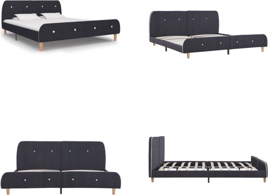 VidaXL Bedframe stof donkergrijs 160x200 cm Bedframe Bedframes Bed Bedden