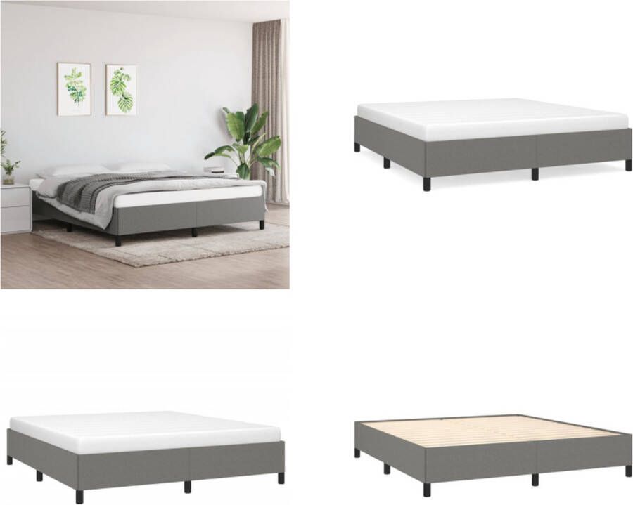 VidaXL Bedframe zonder matras stof donkergrijs 180x200 cm Bedframe Bed Slaapmeubel - Foto 3
