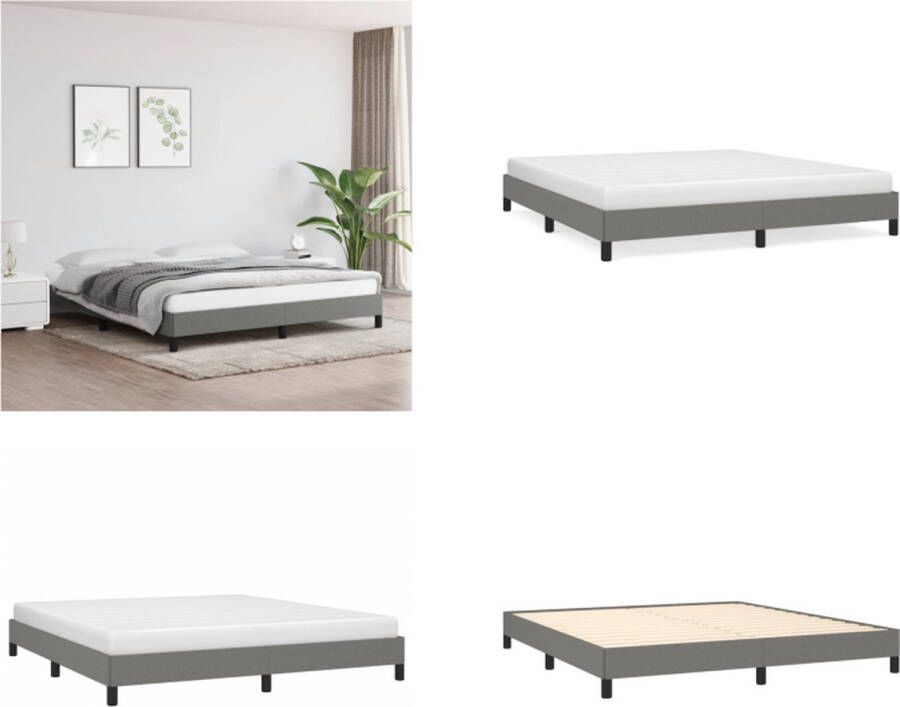 VidaXL Bedframe zonder matras stof donkergrijs 180x200 cm Bedframe Bed Slaapmeubel - Foto 2
