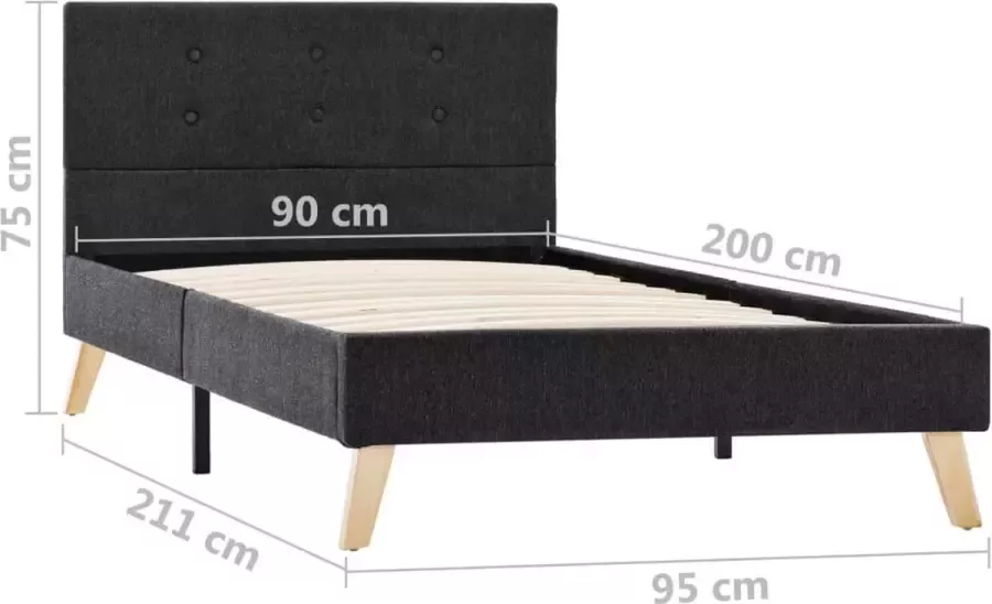 VIDAXL Bedframe stof donkergrijs 90x200 cm