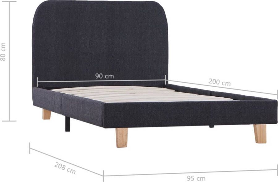 VidaXL -Bedframe-stof-donkergrijs-90x200-cm - Foto 2