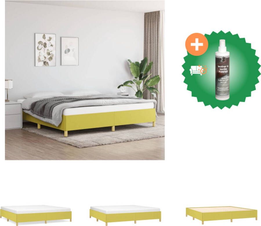 vidaXL Bedframe stof groen 200x200 cm Bed Inclusief Reiniger