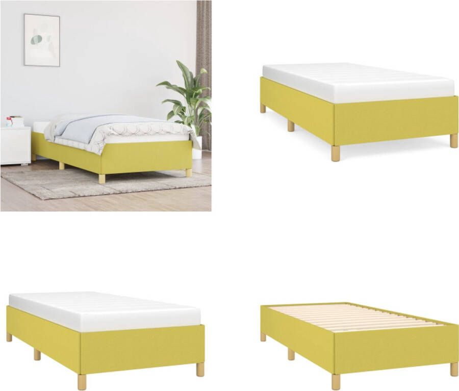 VidaXL Bedframe stof groen 90x190 cm Bedframe Bedframes Slaapmeubel Bedbodem