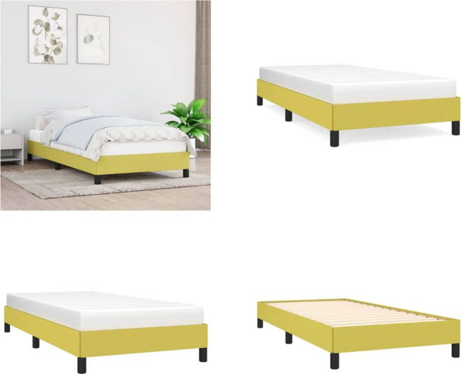 VidaXL Bedframe stof groen 90x190 cm Bedframe Bedframes Slaapmeubel Bedbodem - Foto 2