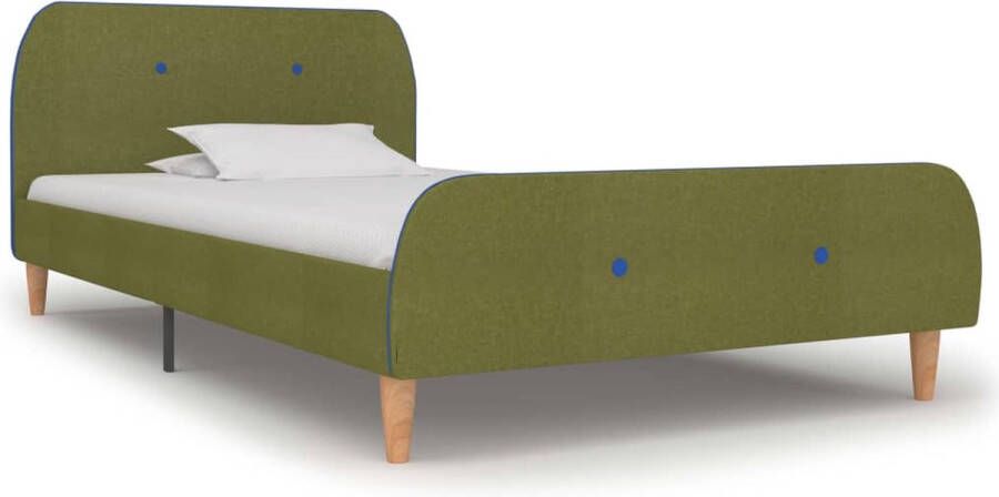 VidaXL Bedframe Stof Groen 90x200 cm Bedframe Slaapkamerinrichting Tweepersoons Bed Boxspring Stapelbare Bedden Metalen Bedframe Stoffen Bedframe Modern Bedframe - Foto 2