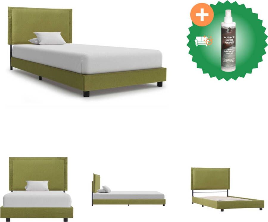 vidaXL Bedframe stof groen 90x200 cm Bed Inclusief Reiniger