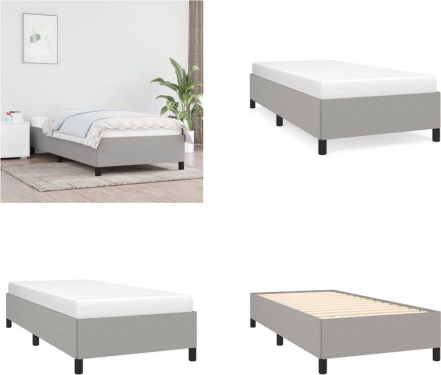 VidaXL Bedframe zonder matras 100x200 cm stof lichtgrijs Bedframe Bedframes Slaapmeubel Bedbodem - Foto 3