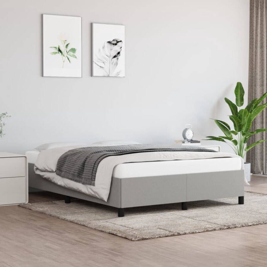 VidaXL Bedframe zonder matras stof lichtgrijs 140x190 cm