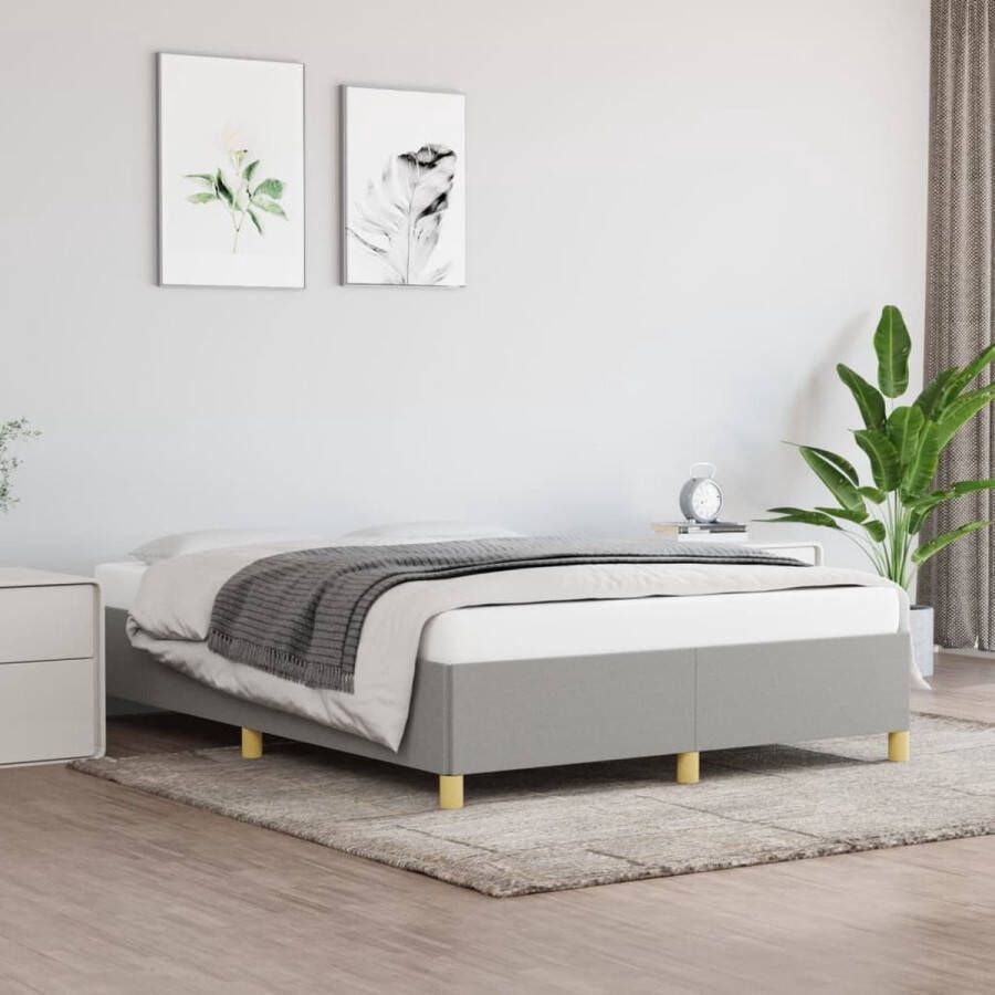 VidaXL Bedframe zonder matras stof lichtgrijs 140x190 cm