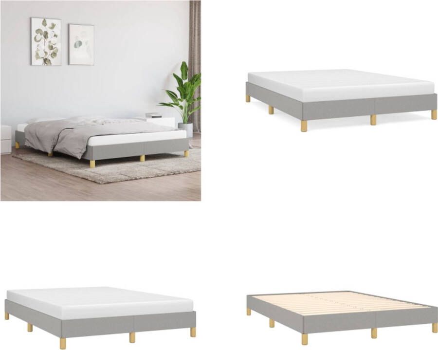 VidaXL Boxspringframe stof lichtgrijs 140x190 cm Boxspringframe Boxspringframes Bed Ledikant - Foto 2