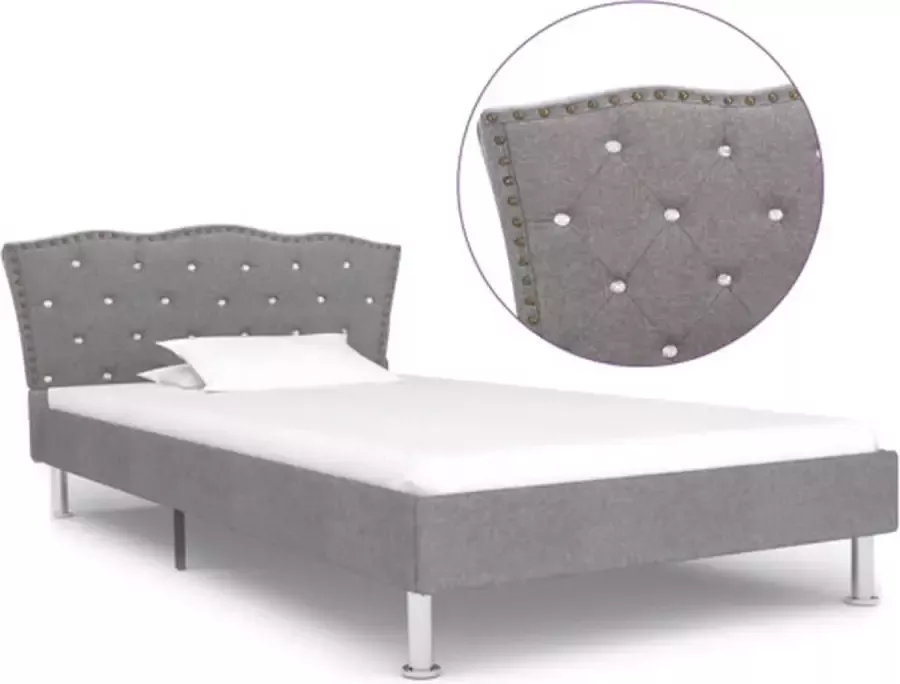 VidaXL -Bedframe-stof-lichtgrijs-90x200-cm - Foto 3