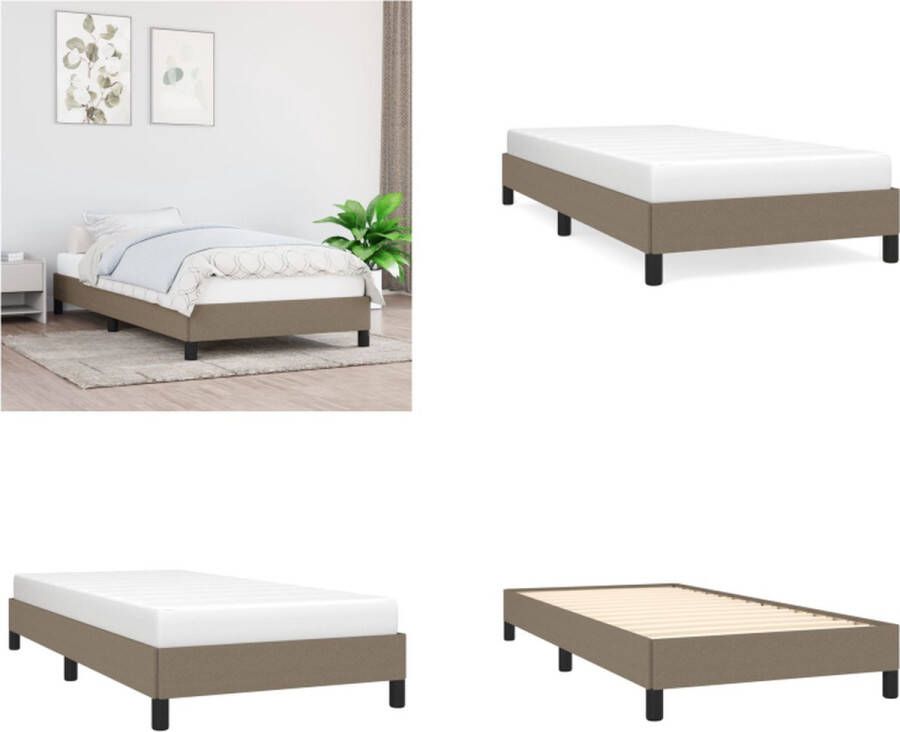 VidaXL Bedframe zonder matras 100x200 cm stof taupe Bedframe Bedframes Slaapmeubel Bedbodem - Foto 4