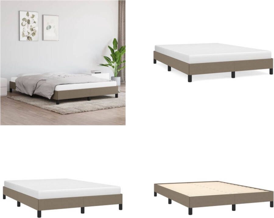 VidaXL Bedframe zonder matras stof taupe 140x200 cm Bedframe Bed Slaapmeubel - Foto 2