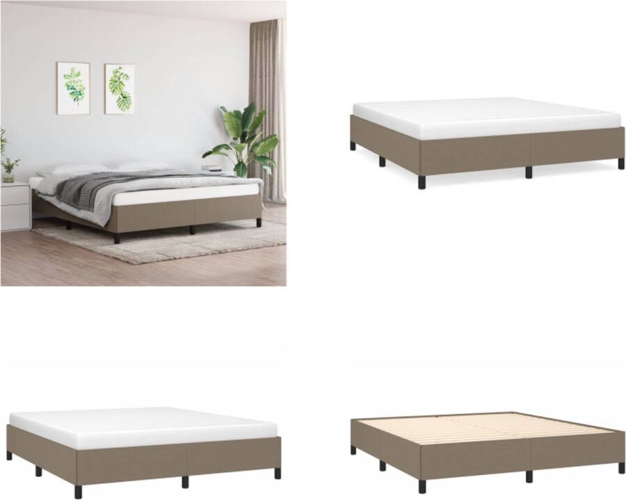 VidaXL Bedframe zonder matras stof taupe 160x200 cm Bedframe Bed Slaapmeubel - Foto 3