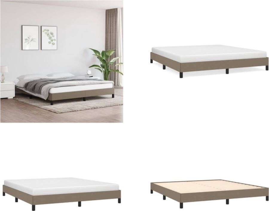 VidaXL Bedframe zonder matras stof taupe 160x200 cm Bedframe Bed Slaapmeubel - Foto 2