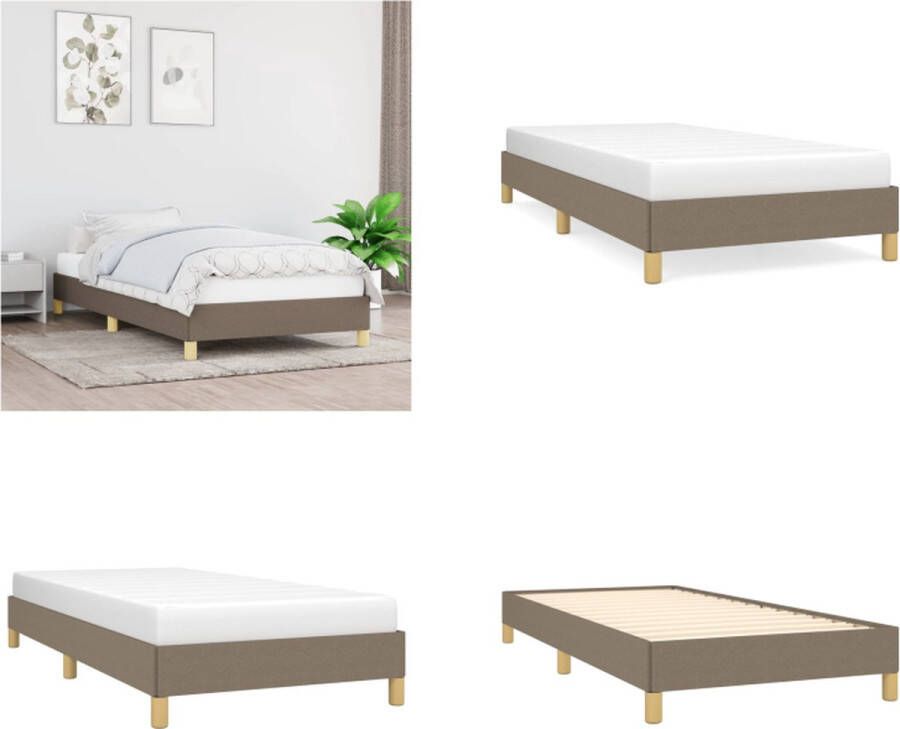 VidaXL Bedframe zonder matras 90x190 cm stof taupe Bedframe Bedframes Slaapmeubel Bedbodem - Foto 3