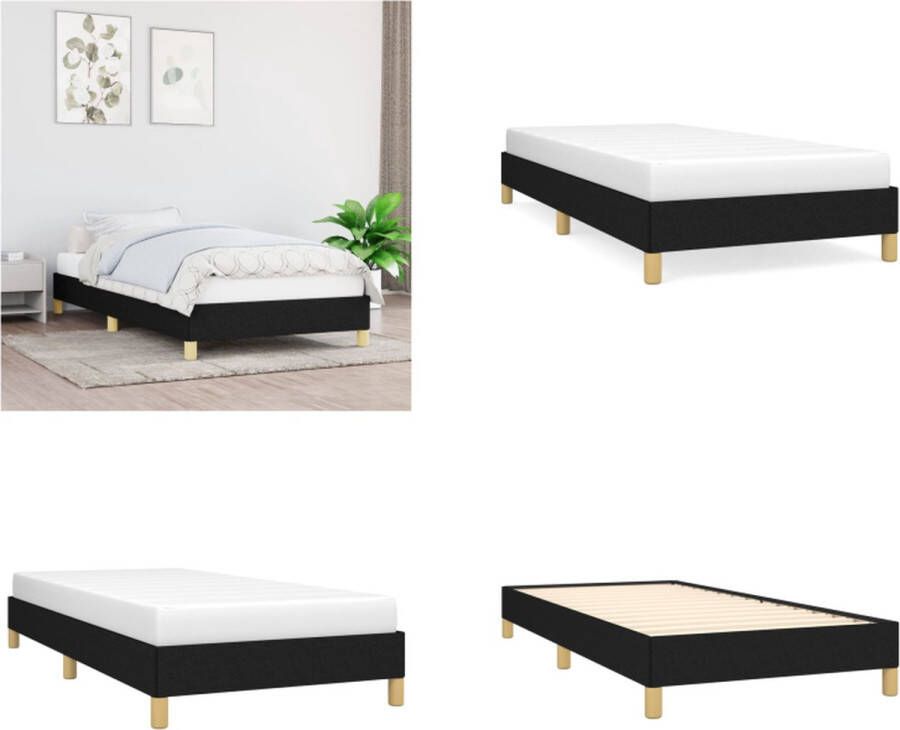 VidaXL Bedframe zonder matras 100x200 cm stof zwart Bedframe Bedframes Slaapmeubel Bedbodem - Foto 4