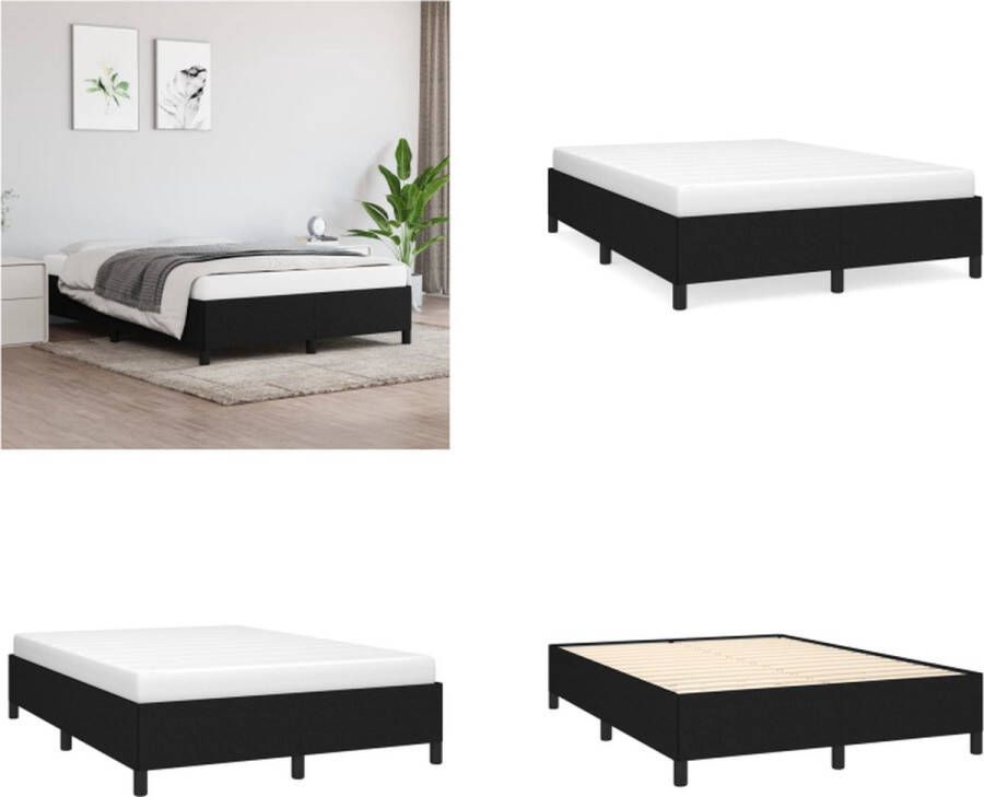VidaXL Boxspringframe stof zwart 140x200 cm Boxspringframe Boxspringframes Bed Ledikant - Foto 2