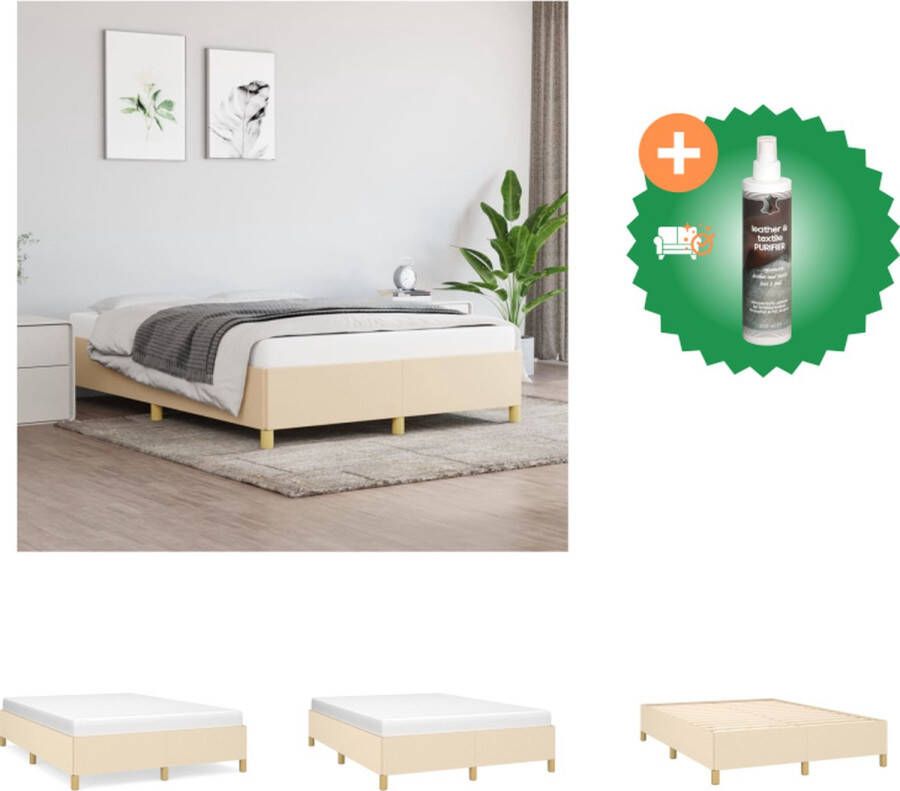 VidaXL Bedframe Multiplex Lattenbodem Crème 193 x 143 x 25 cm (L x B x H) Geschikt voor 140 x 190 cm Matras Bed Inclusief Reiniger