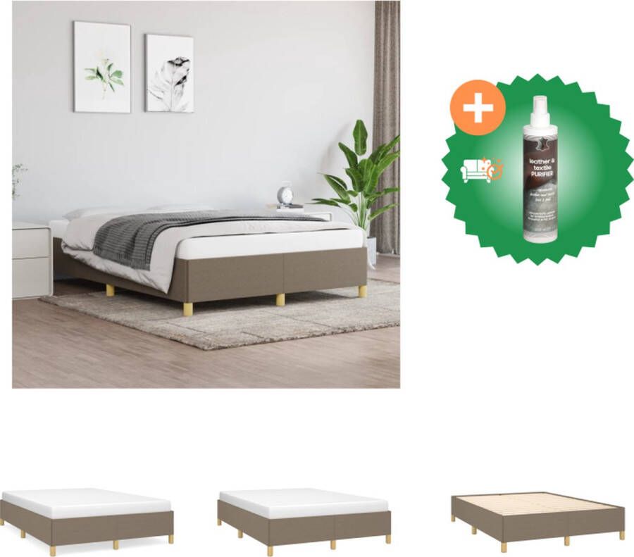 VidaXL Bedframe Taupe 193 x 143 x 25 cm Stof Multiplex Geschikt voor 140 x 190 cm Matras Bed Inclusief Reiniger