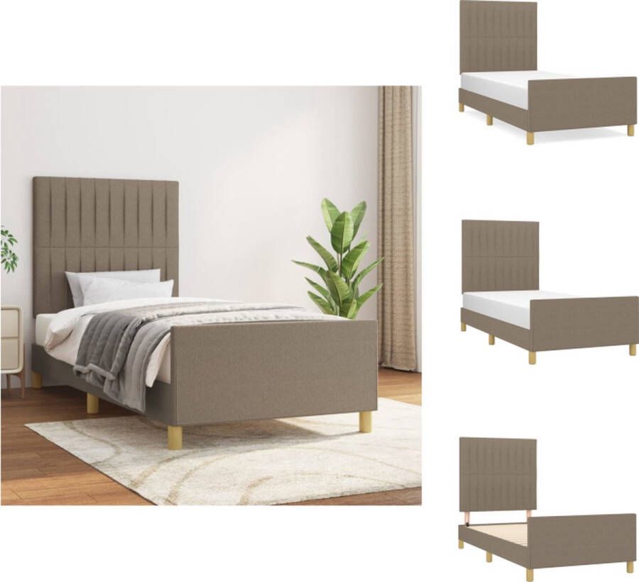 VidaXL Bedframe Taupe 203 x 103 x 118 128 cm Hoogte verstelbaar Stabiele poten Multiplex lattenbodem Comfortabele ondersteuning Montagehandleiding inbegrepen Bed